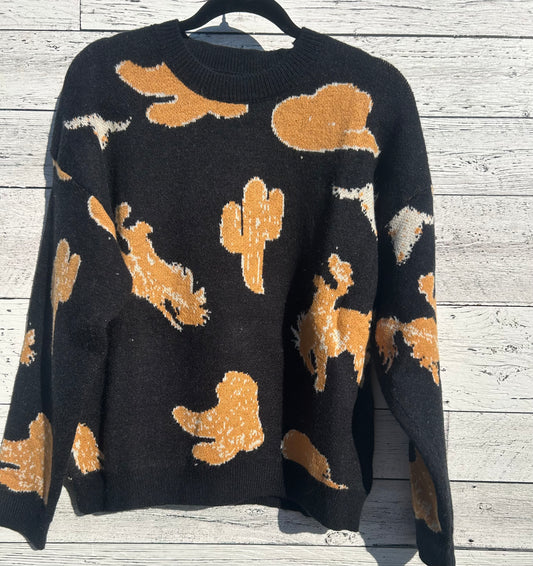 Western Print Sweater