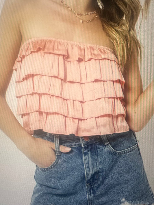Strapless Ruffle Tube Top