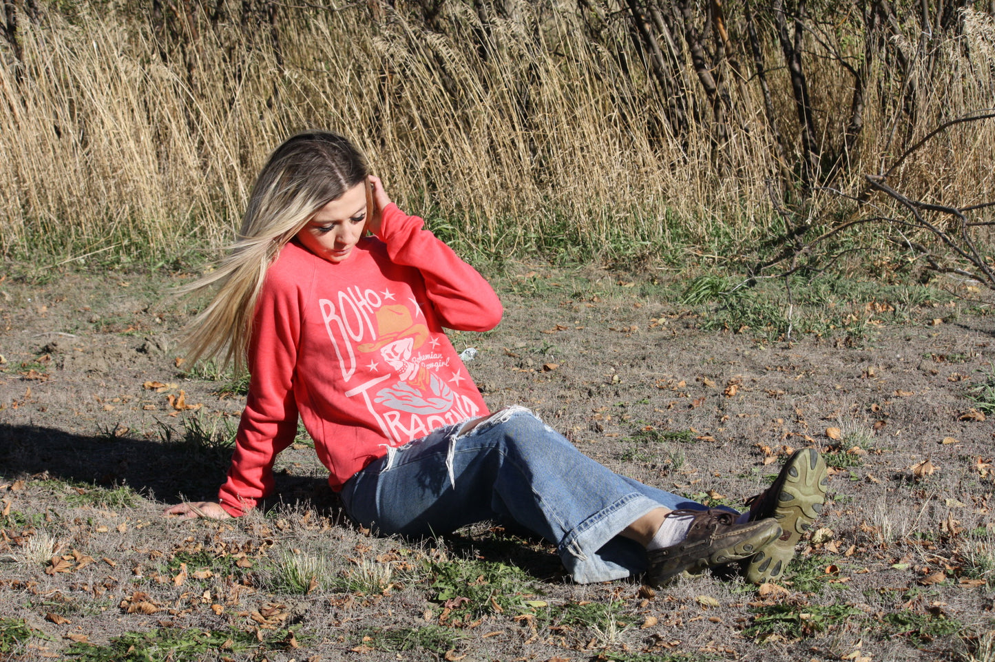 Boho Long Crop Crewneck