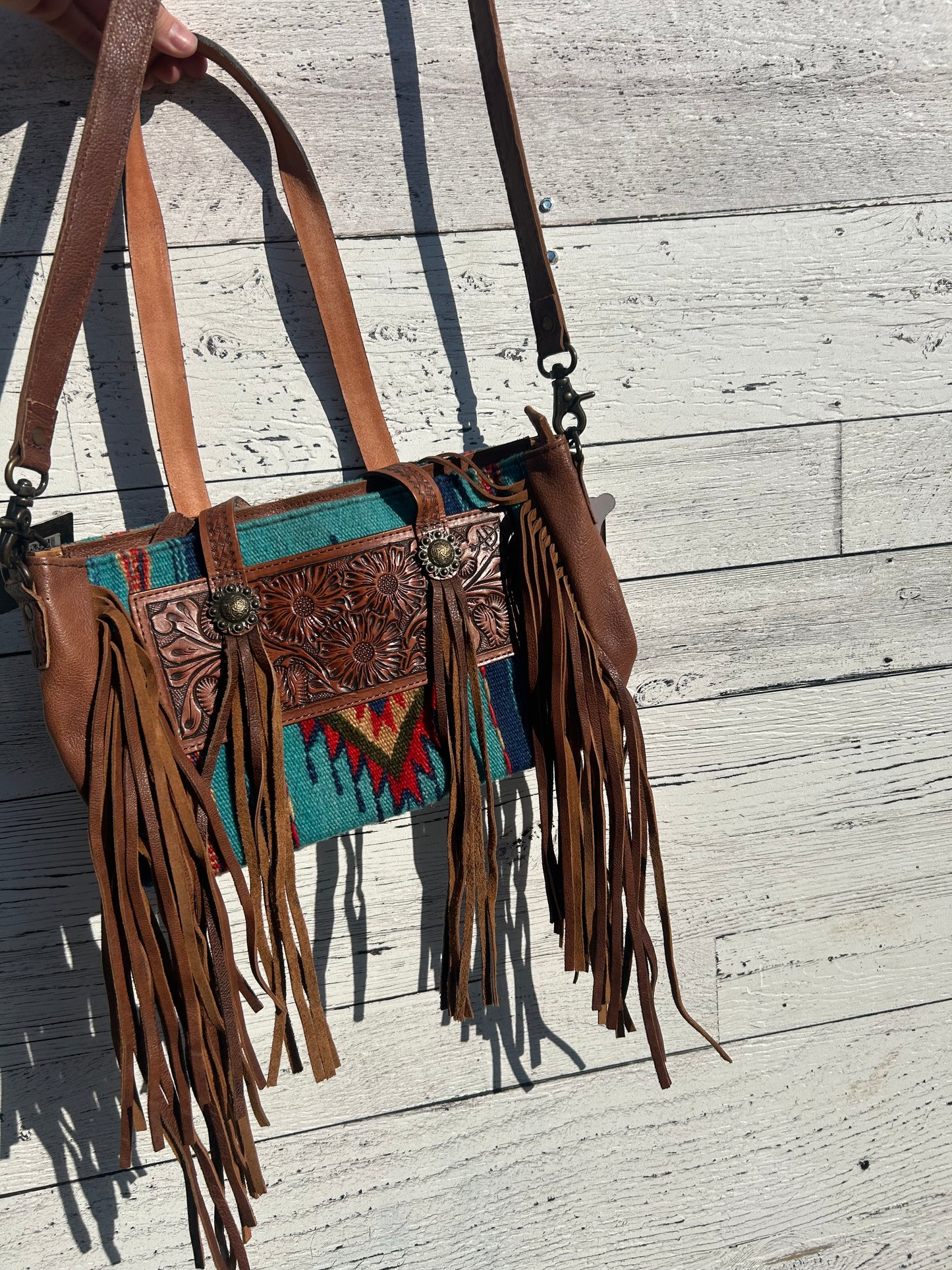 Blue saddle blanket purse