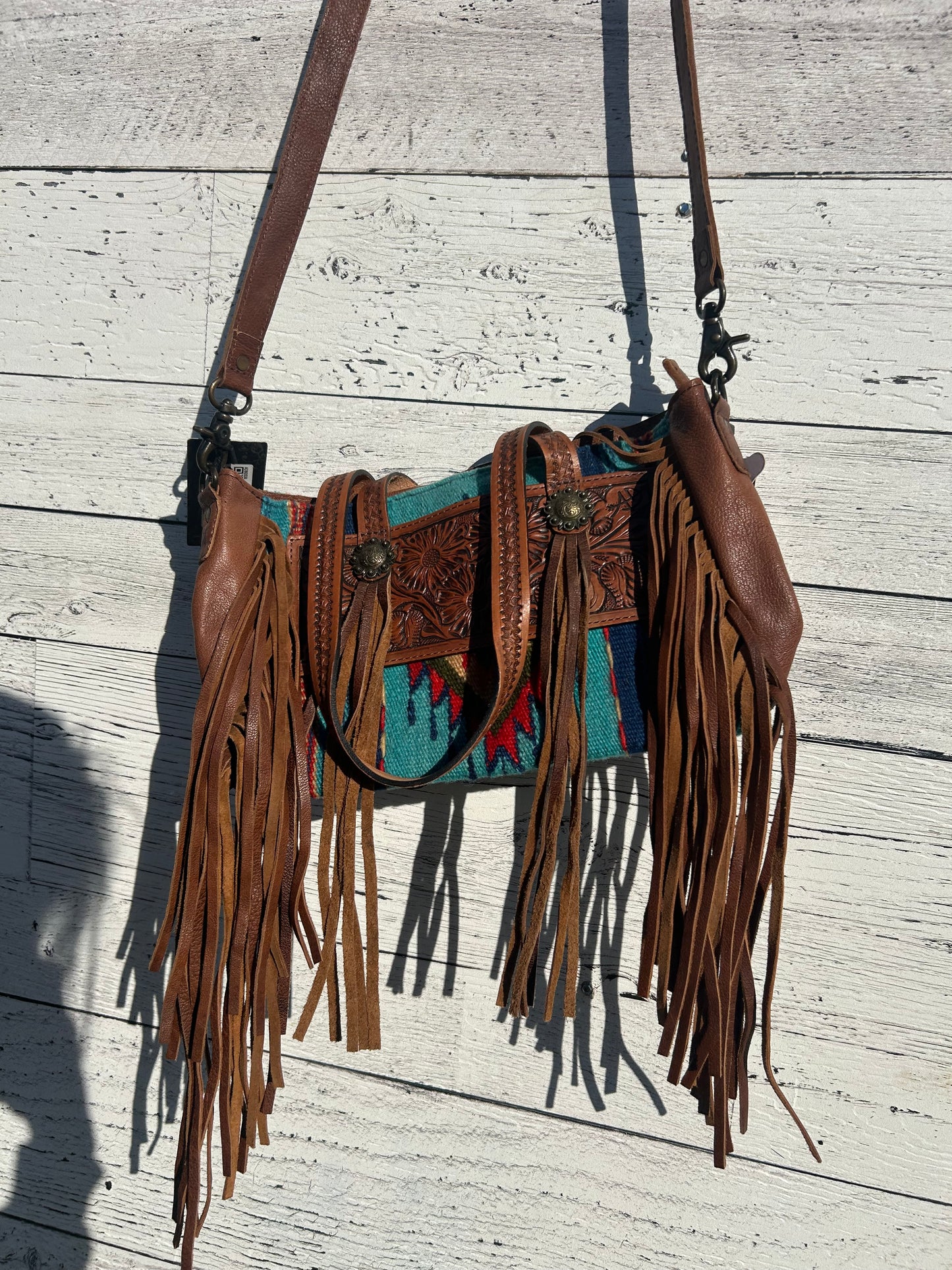 Blue saddle blanket purse