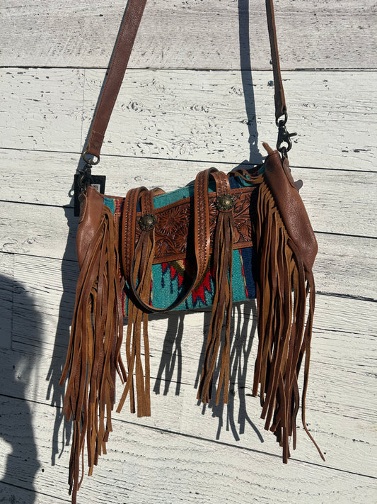 Blue saddle blanket purse