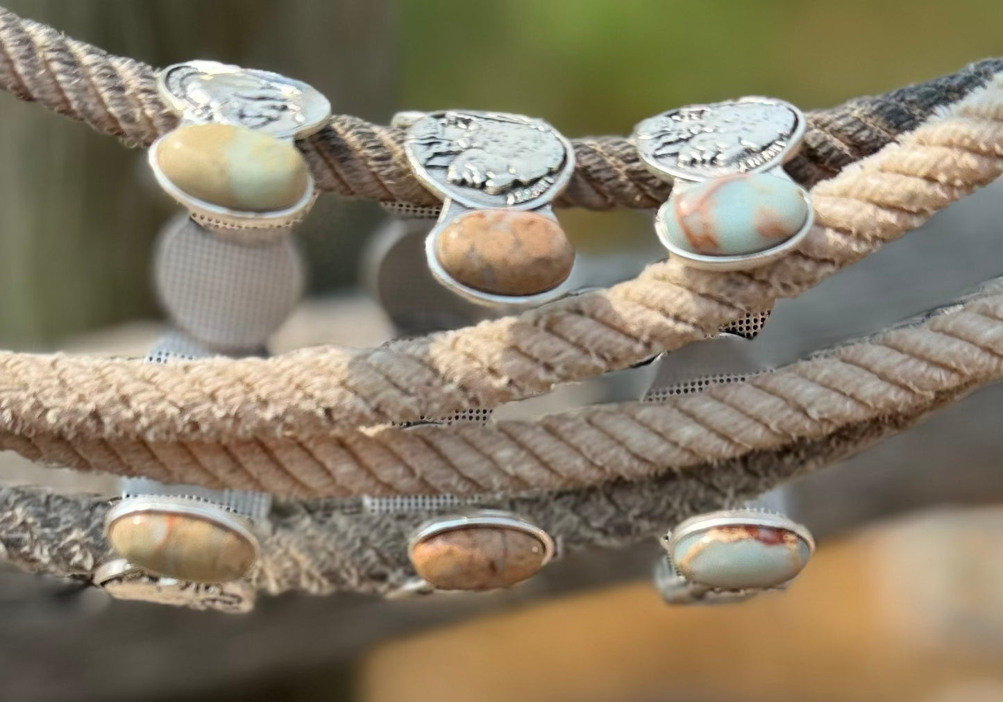 Coin Stone Cuff Bracelet